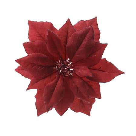 DECORIS Red Poinsettia on Clip Indoor Christmas Decor 629332
